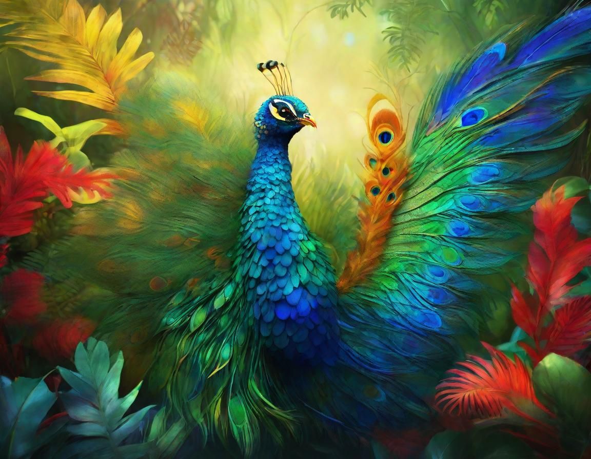 Mythical Peacock Caterpillar Hybrid in Exotic Paradise