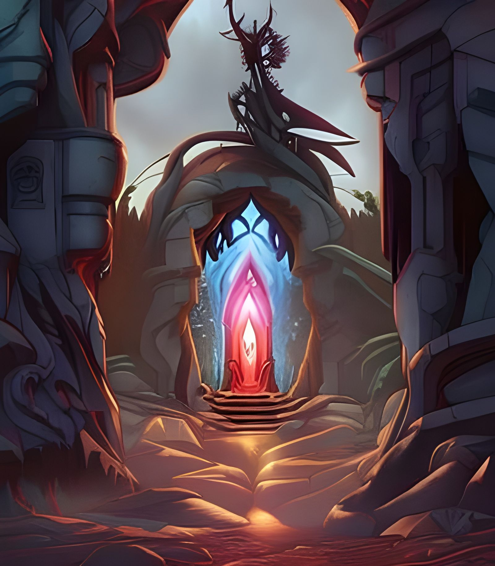 Eldritch Portal in Frosty Archway: a Fantasy Painting