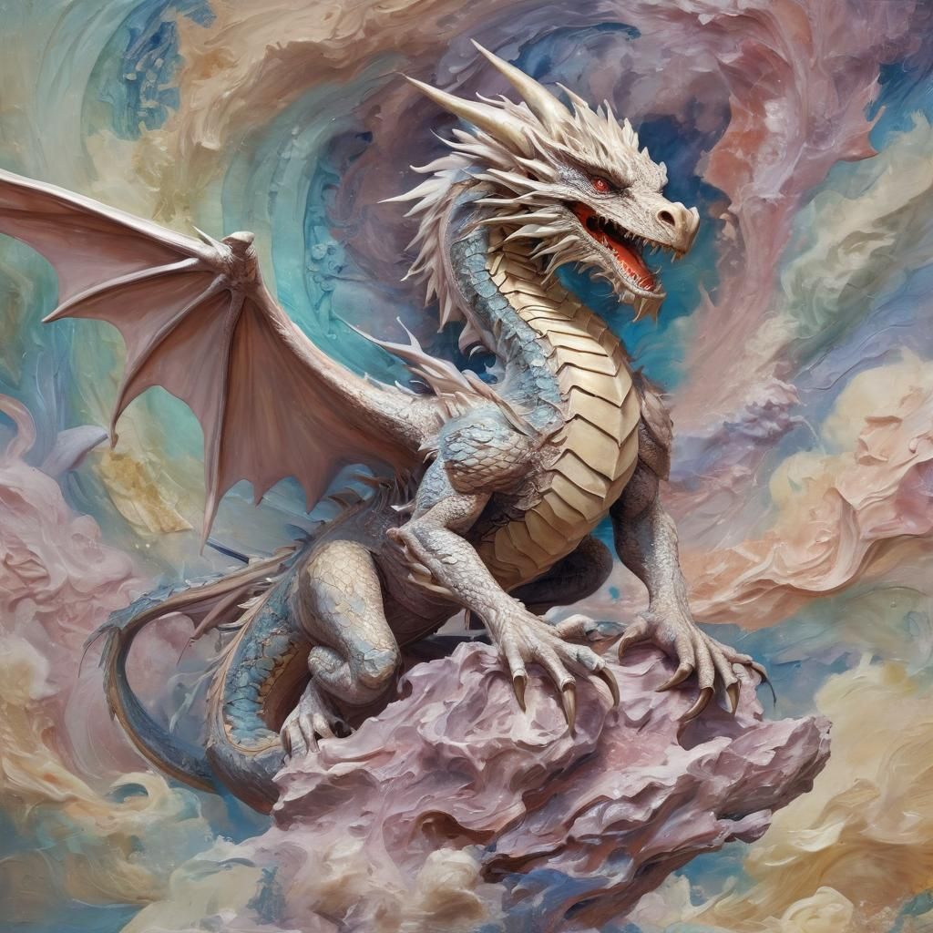 Empyrean Dragon Impasto Painting