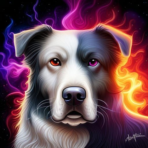 Hyperrealistic Cane Corso Statue with Cosmic Energy