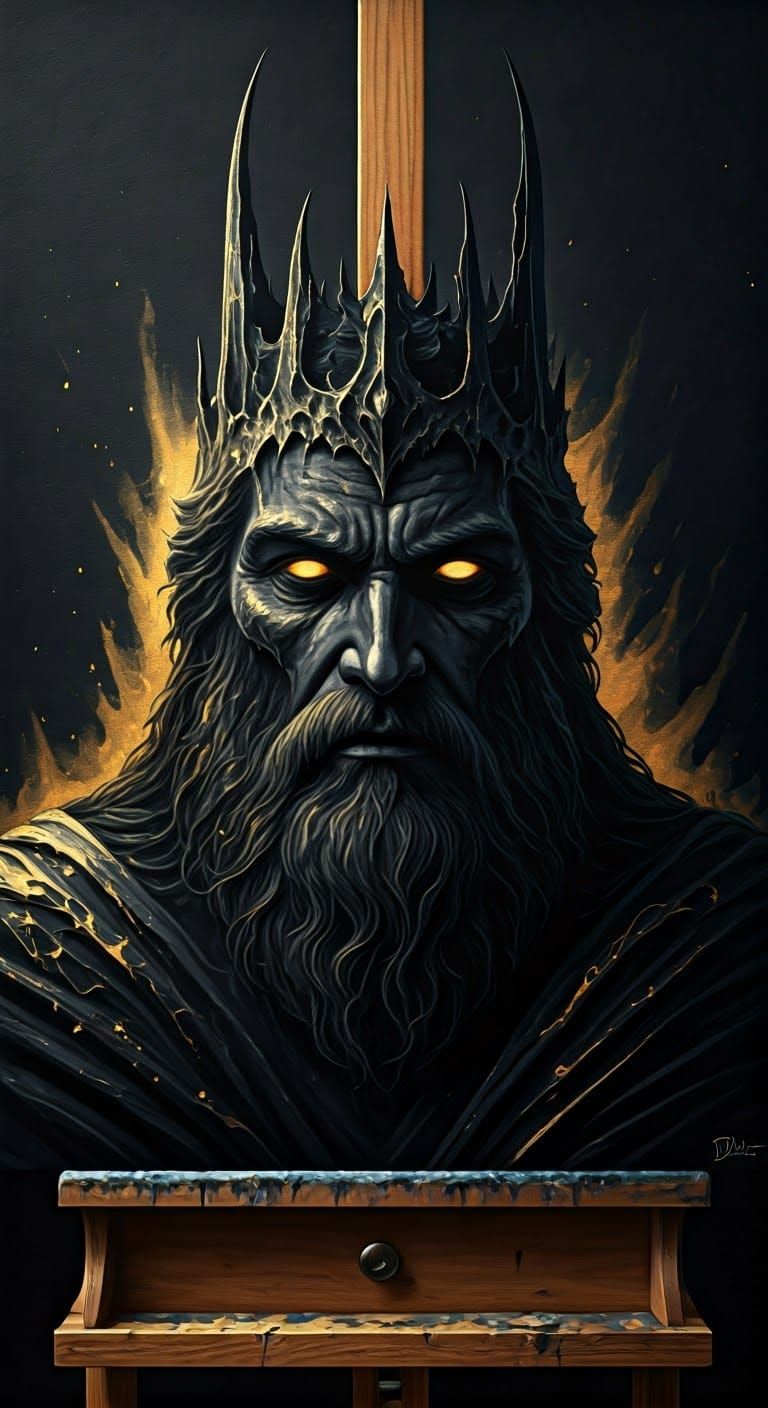 Nightmare King: A Matte Black and Golden Hope Painting