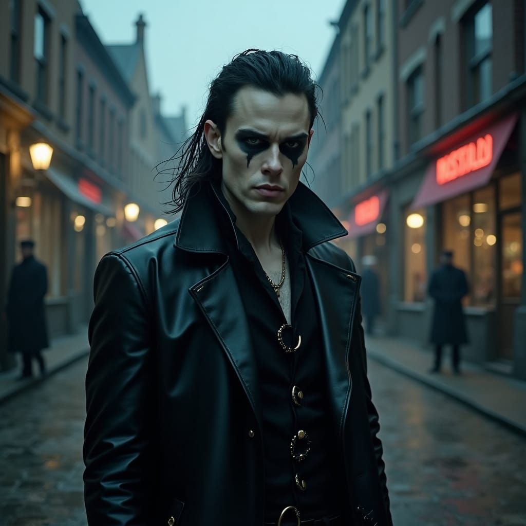 Bill Skarsgard as Eric Draven in Gothic Cityscape