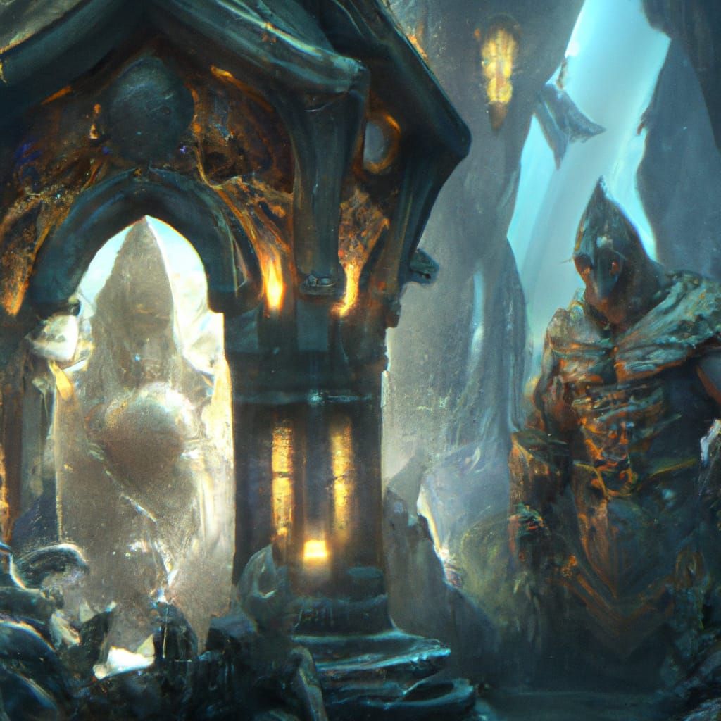 Dark Fantasy Landscape in Volumetric Lighting