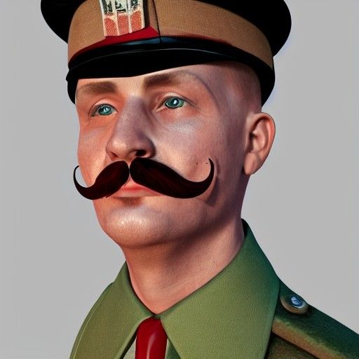 Vintage German Military Portrait, 3D Rendered