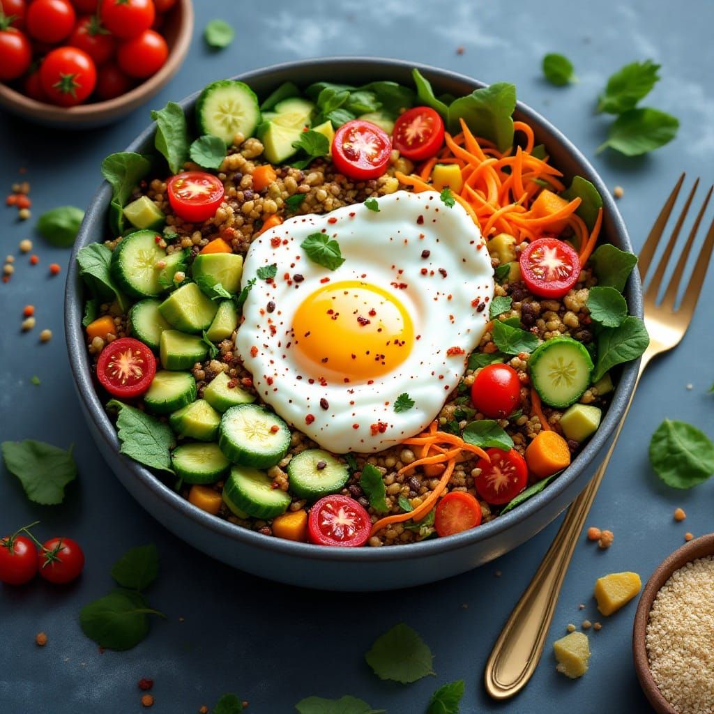Vibrant Breakfast Quinoa Bowl in Detailed Matte Painting