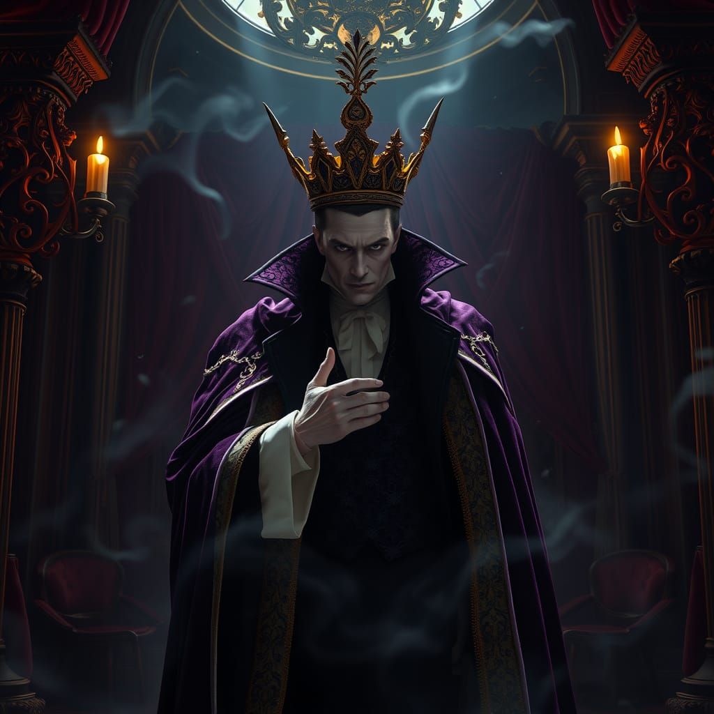 Regal Vampire in Opulent Dark Fantasy Setting