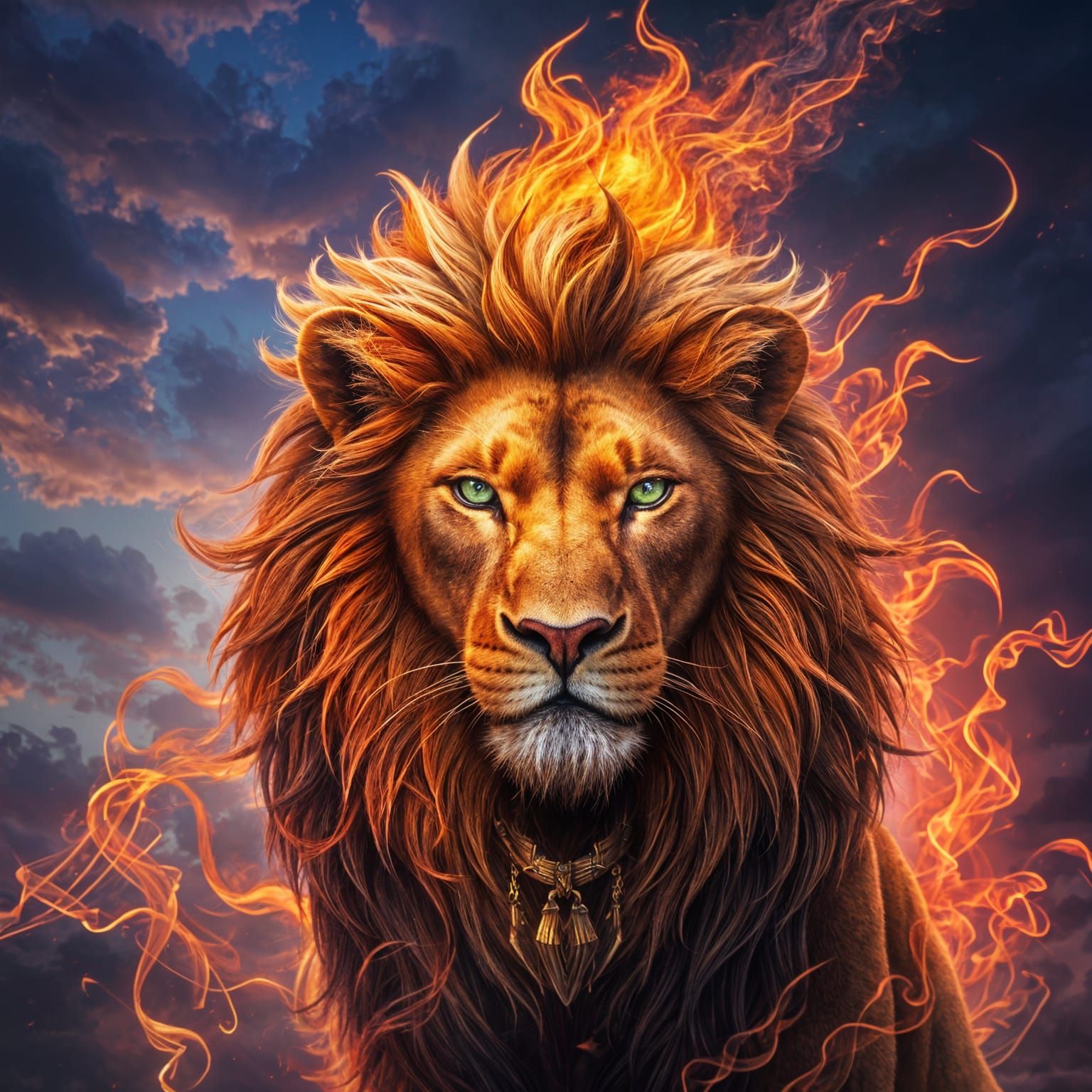 Fiery Lion Digital Matte Painting in 8K