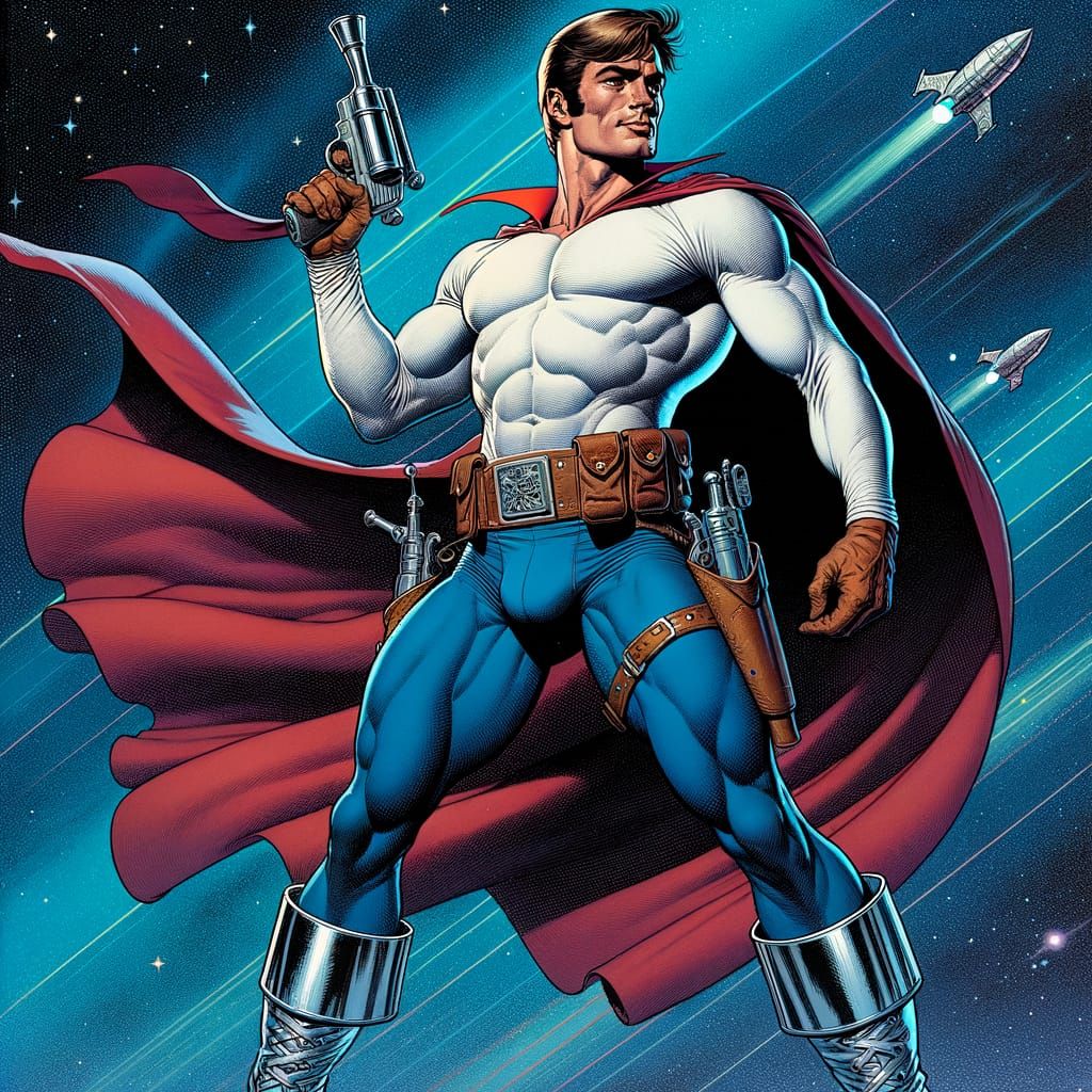 Star Pirate in Comic Book Style Outer Space Adventure