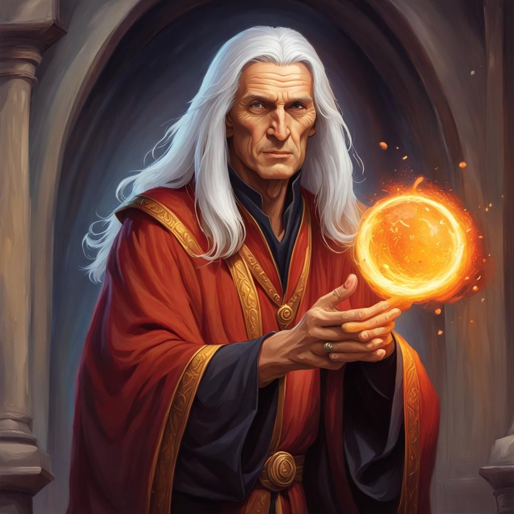 Wizard Casting Fireball: Neo-Impressionist Digital Art