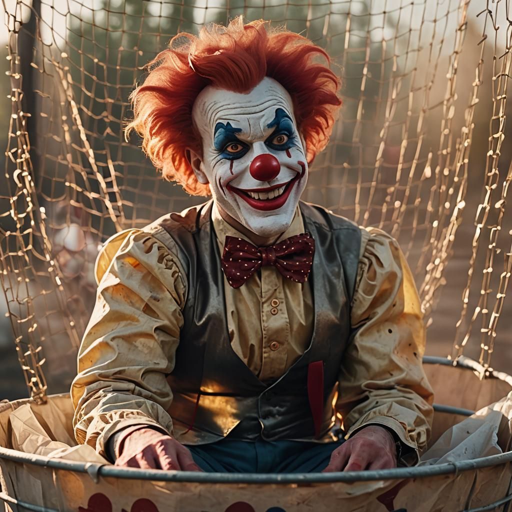 Circus Clown Waving From Wastepaper Basket
