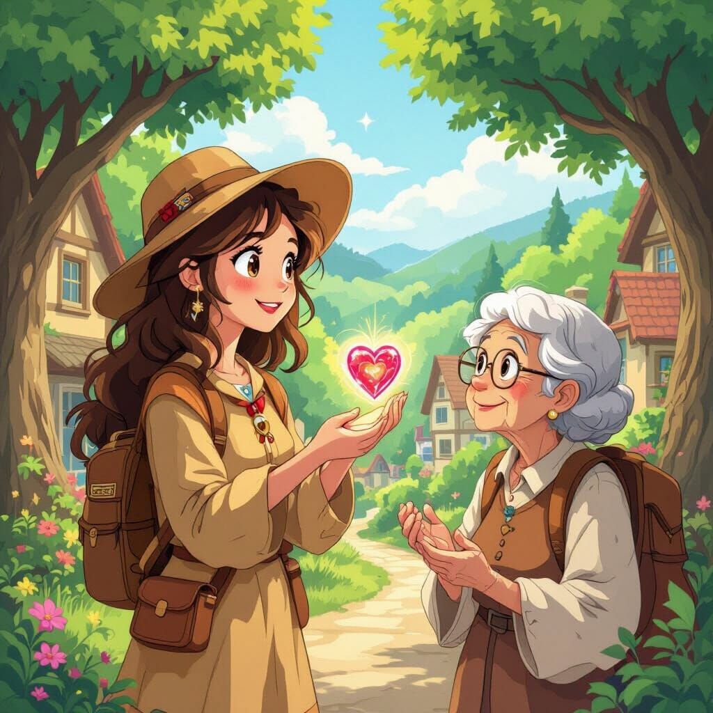 Girl Shares Magic Stone in Miyazaki-Inspired Village