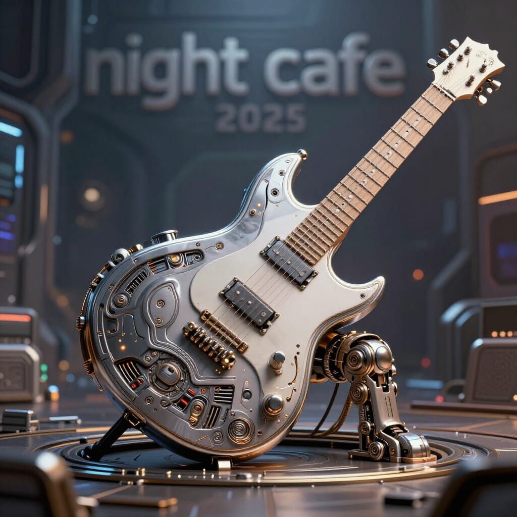 Futuristic Guitar Building in Sci-Fi Style