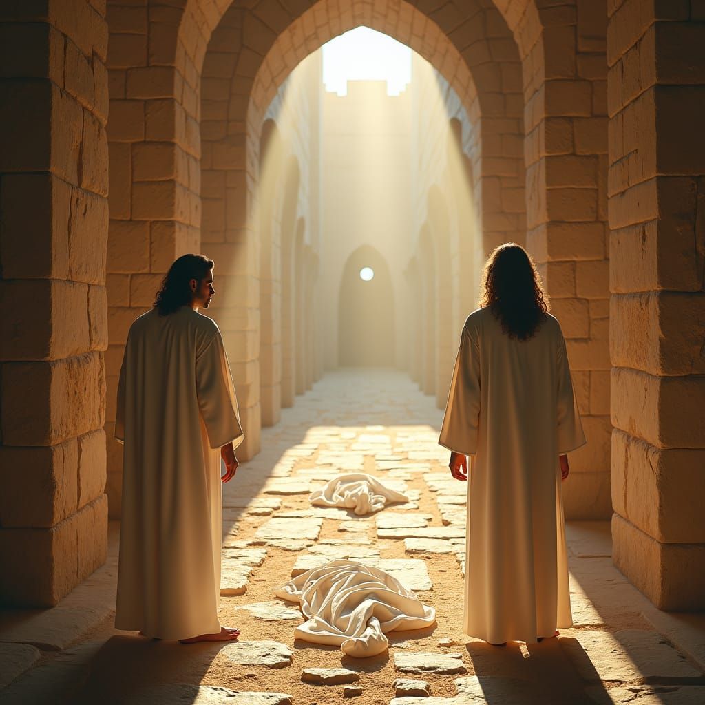 Empty Tomb: Ethereal Light in Ancient Sepulcher