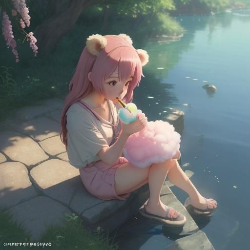 Chibi Bear's Sweet Treat: Ghibli-Style Anime