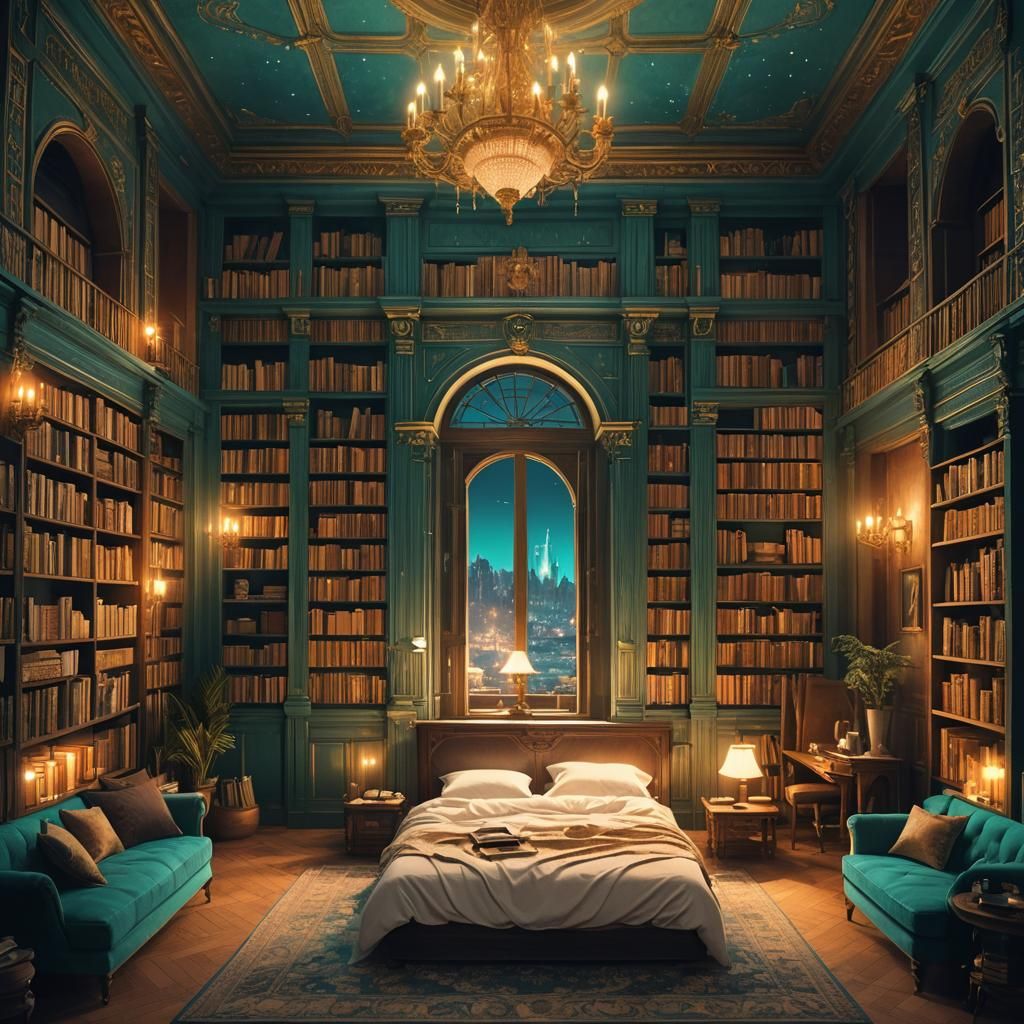 Fantasy Room with Balcony and Bookshelf in Unreal Engine