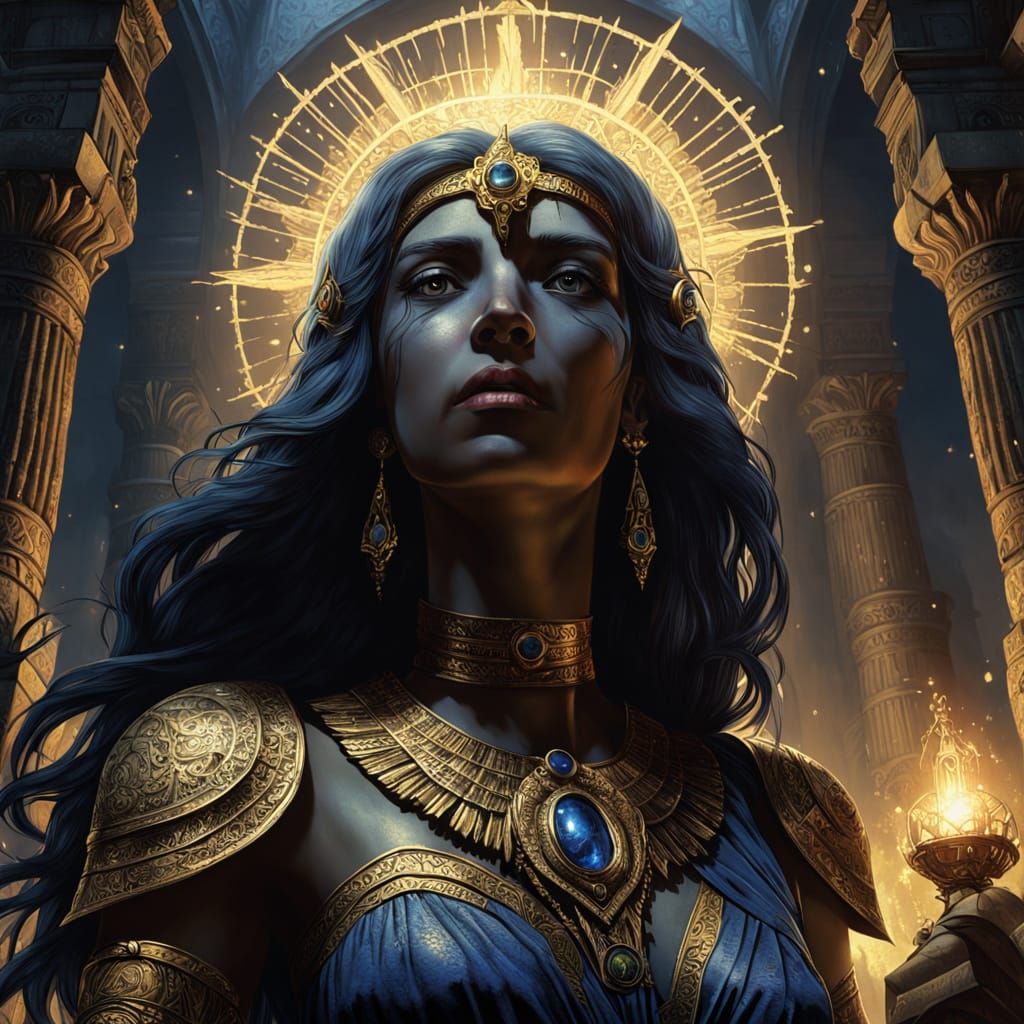 Neo-Egyptian Beings Emerge from Fractured Light