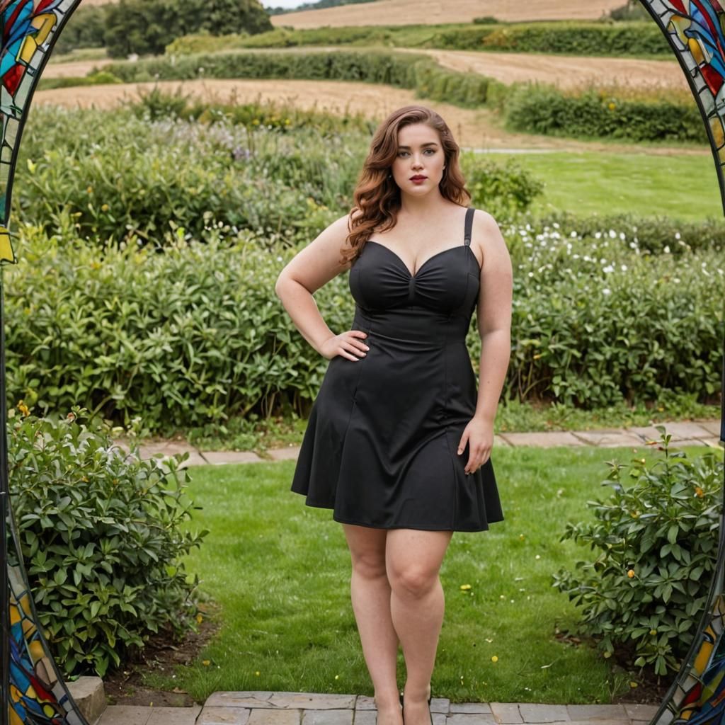 Stained Glass Portrait of Curvy Woman