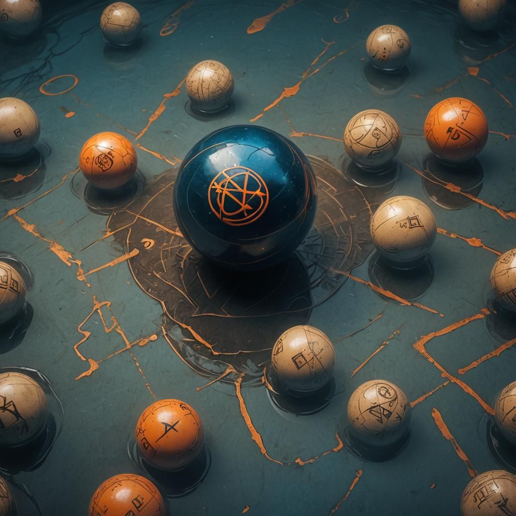 Mystical Pool Ball with Runes: Matte Painting