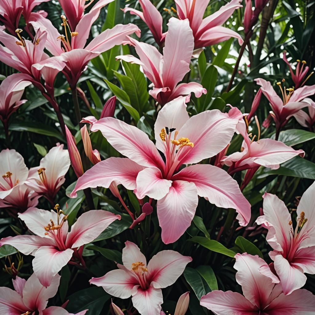 Alien Tropical Flower with Pink Petals
