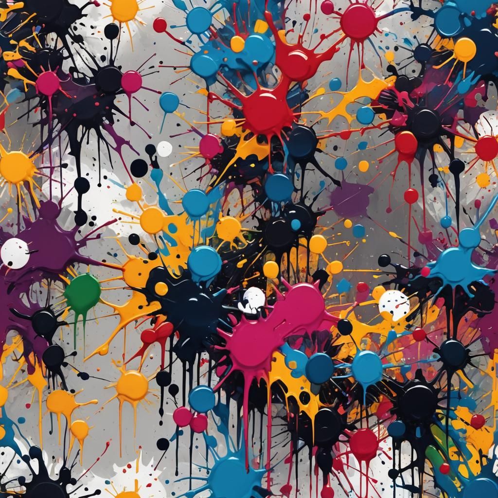 Colorful Ink Splatters in Graffiti Street Art Style
