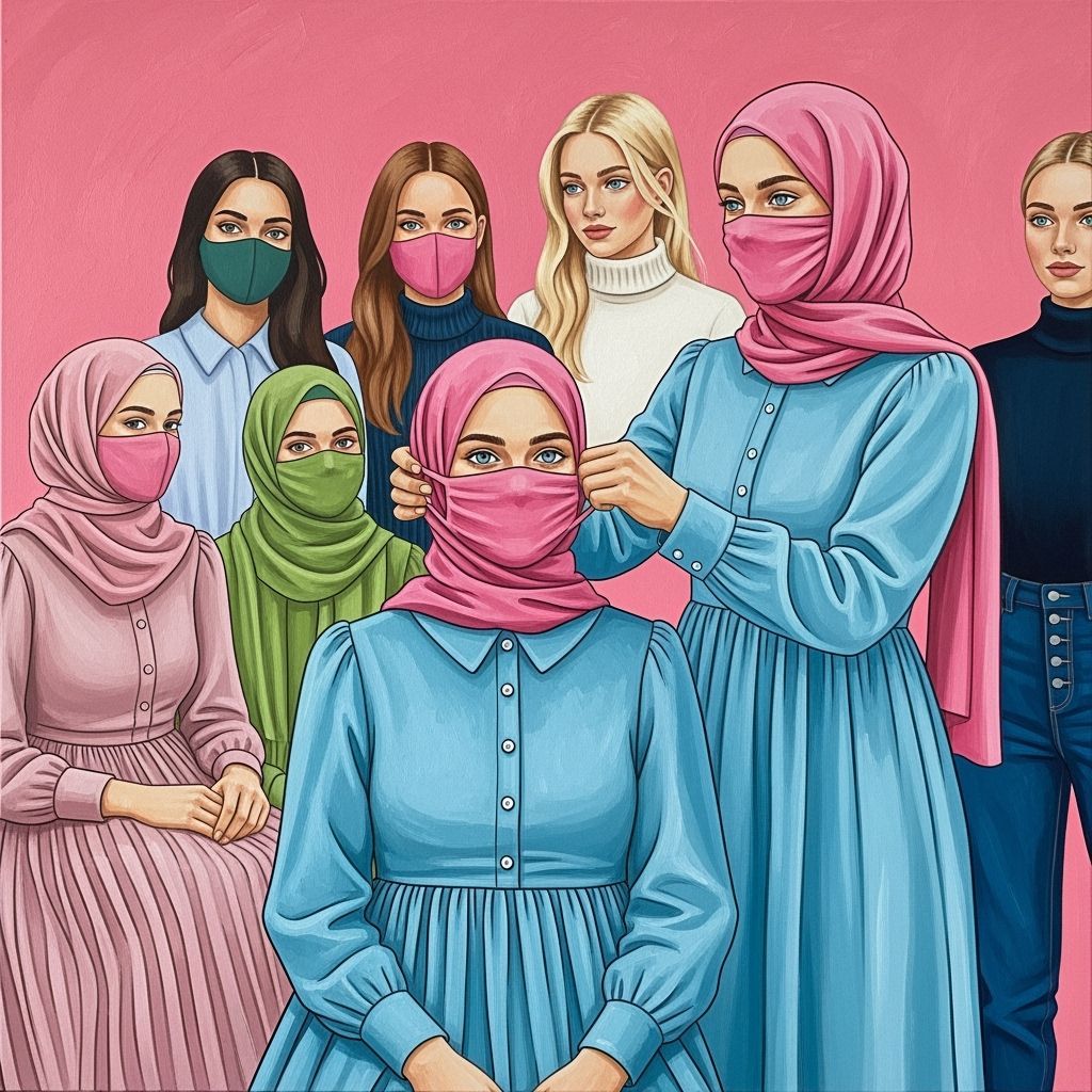 Swedish Hijabi Masking Woman: Expressive Abstract Painting