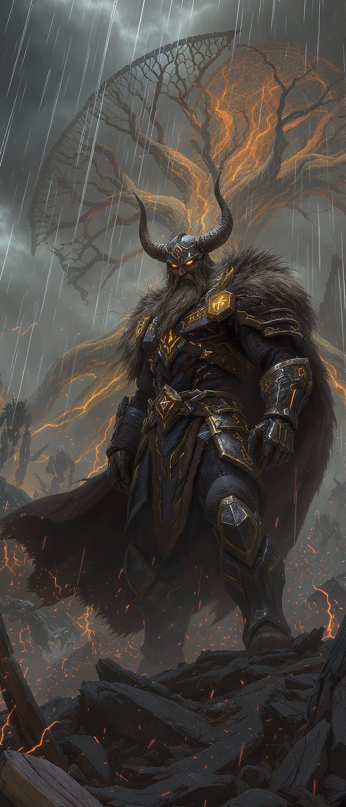 Viking Chieftain in Cyberpunk Battlefield