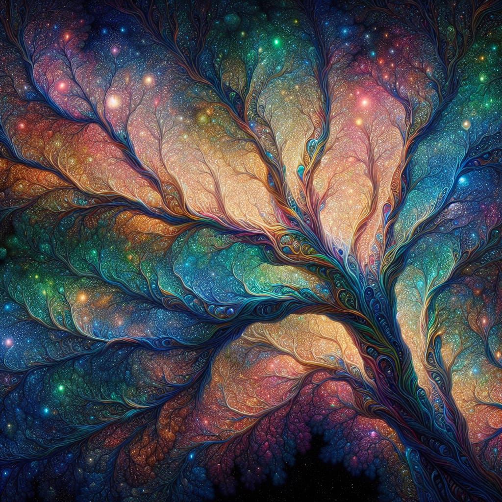 Iridescent Canopy Shimmers in the Night Sky