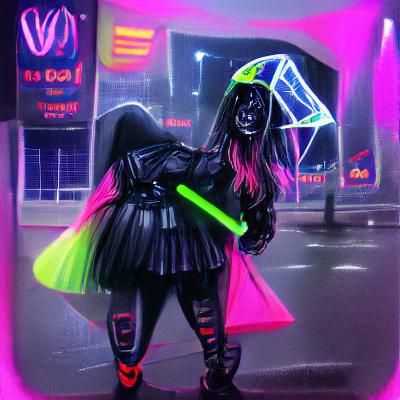 Darth Vader in Neon Goth Cyberpunk Style