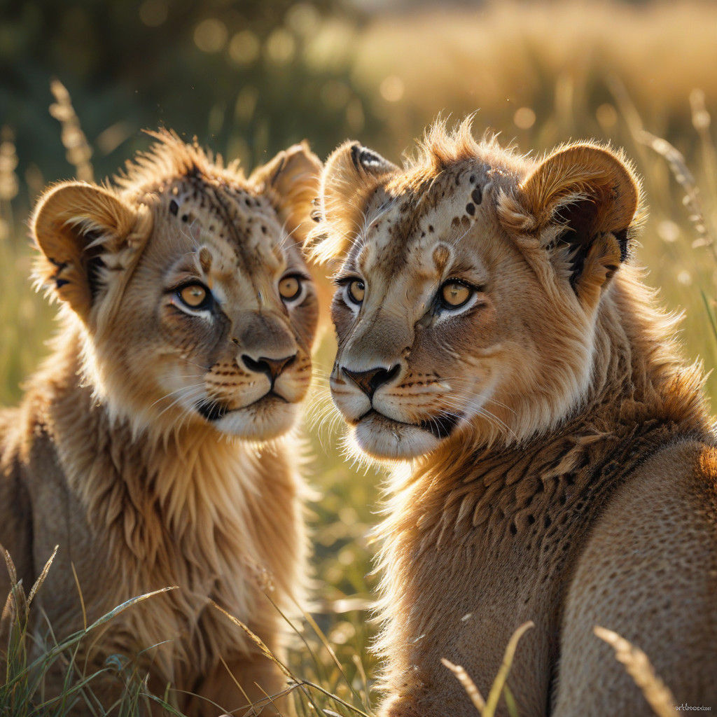 Surreal Baby Lions in Hyperrealistic Digital Art