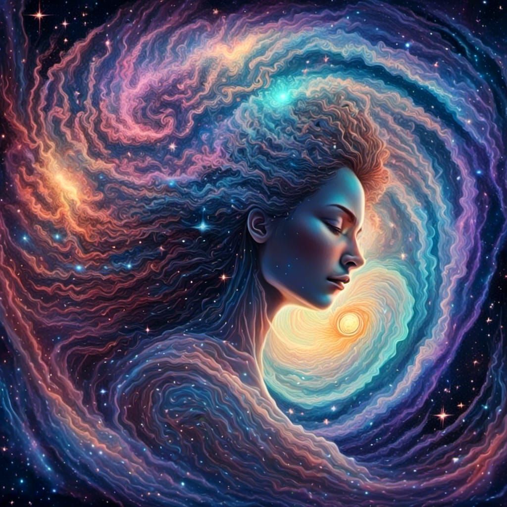 Cosmic Contemplation on Mercury in Astral Illustration