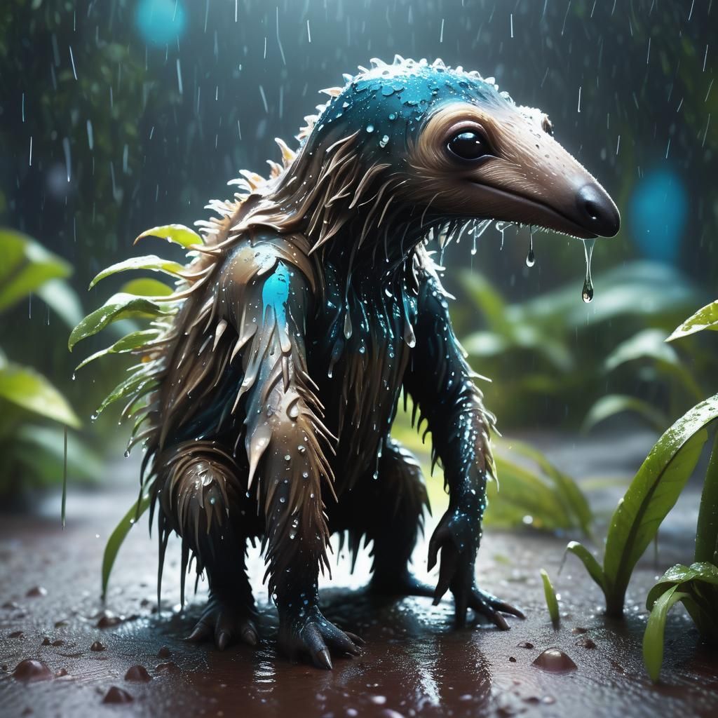 Hydrophobic Alien Creature on Exoplanet in Art Nouveau Style