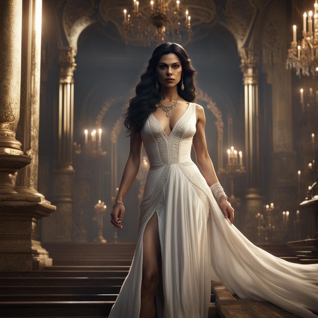 Elegant Femme Fatale in Detailed Matte Painting