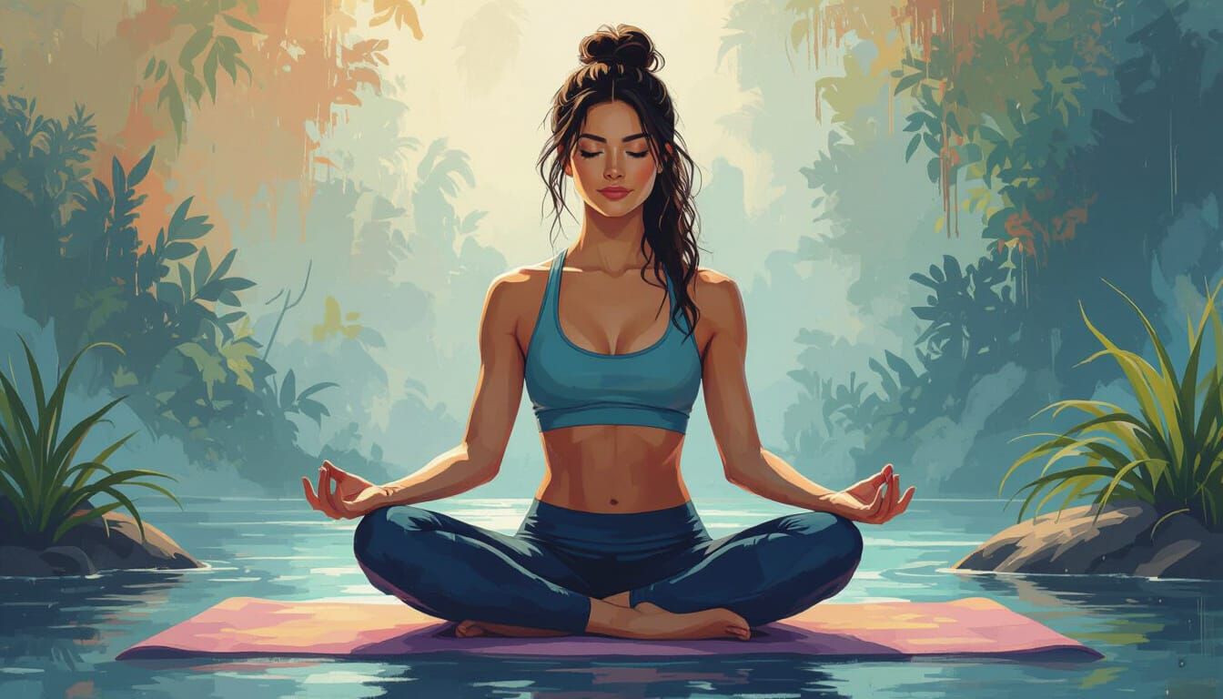 Serene Yoga Balance Inspired by Digital Art