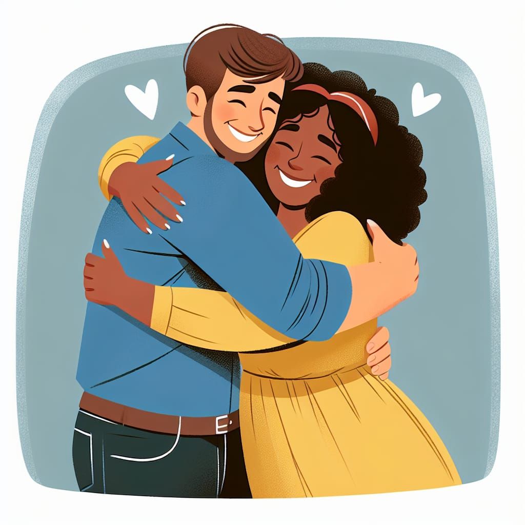 Heartwarming Embrace of Two Happy Individuals