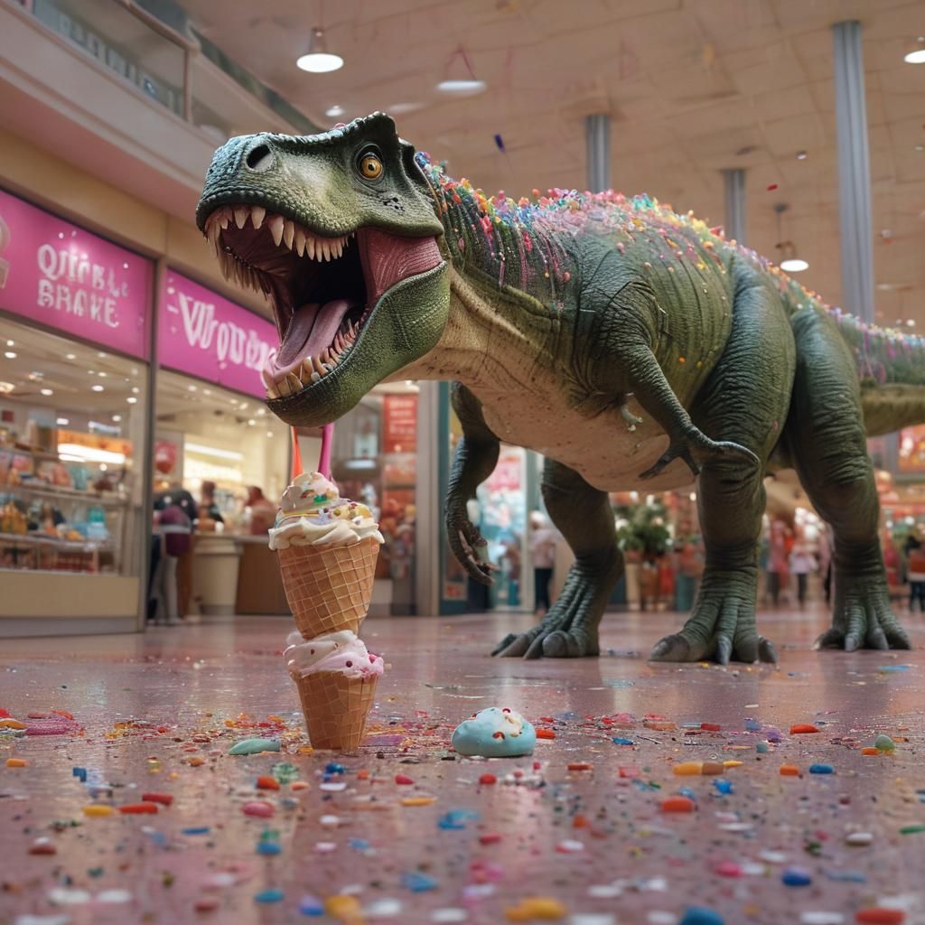 T-Rex Eats Ice Cream: Matte Painting in Blair Style