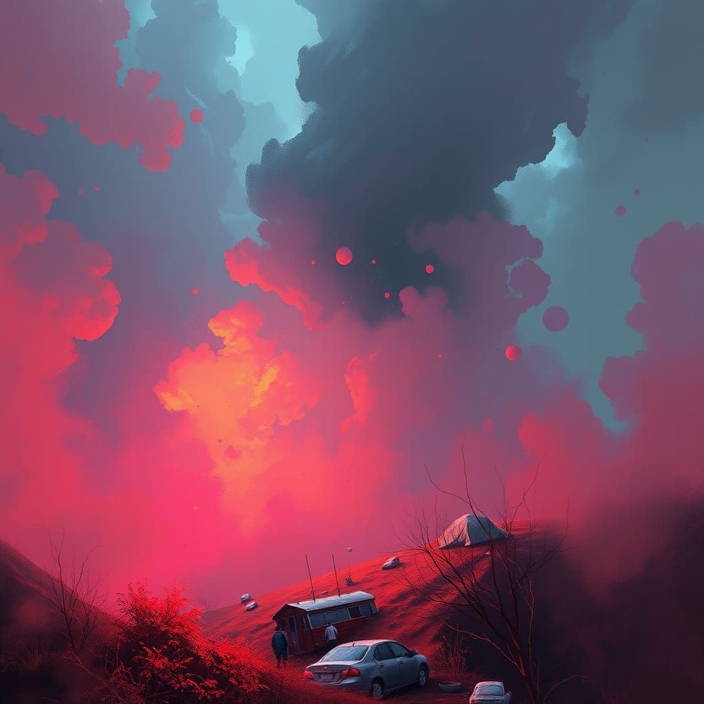 Dreamlike Scene with Vibrant Colors, in Digital Art Style