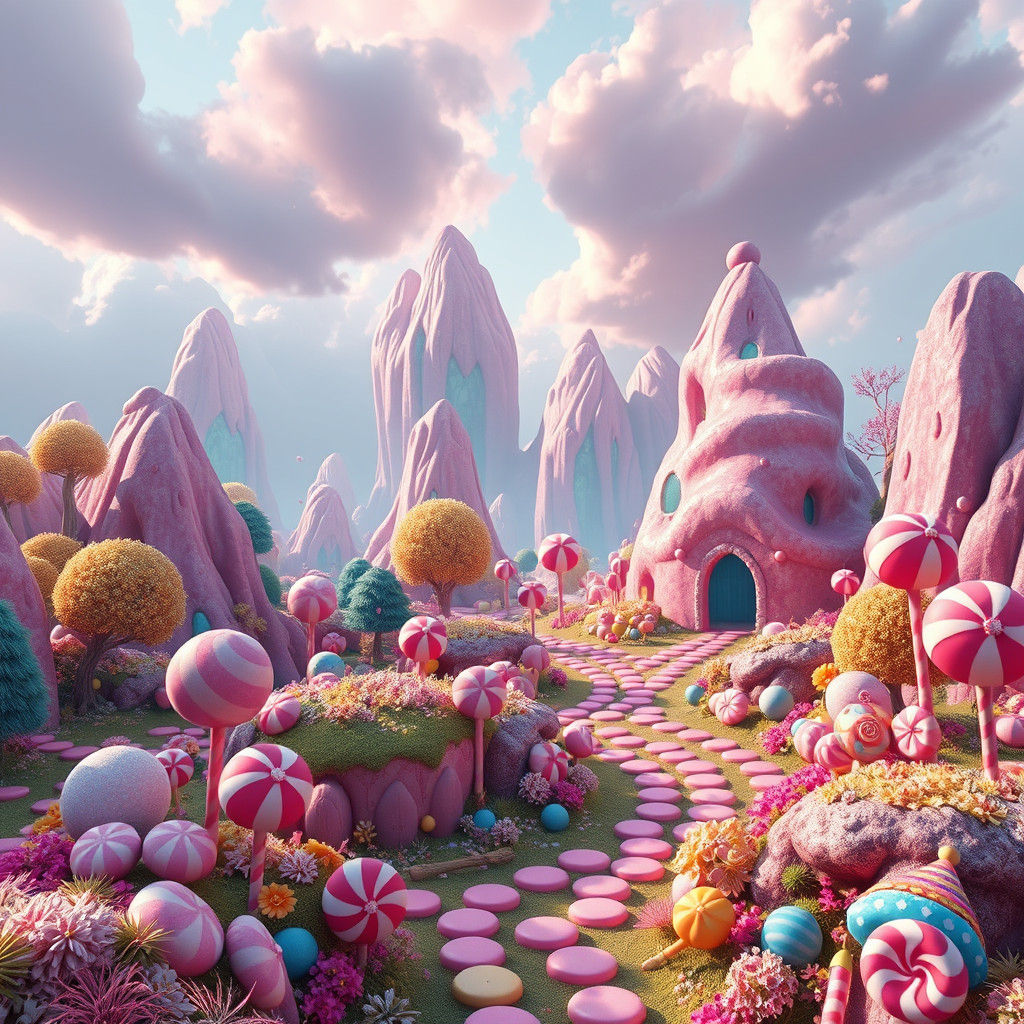 Whimsical Candy Land Landscape in 8K Resolution