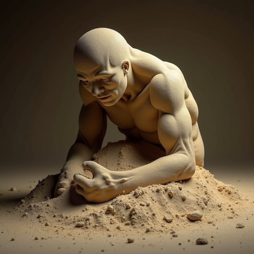 Dramatic Sand Sculpture with Volumetric Lighting