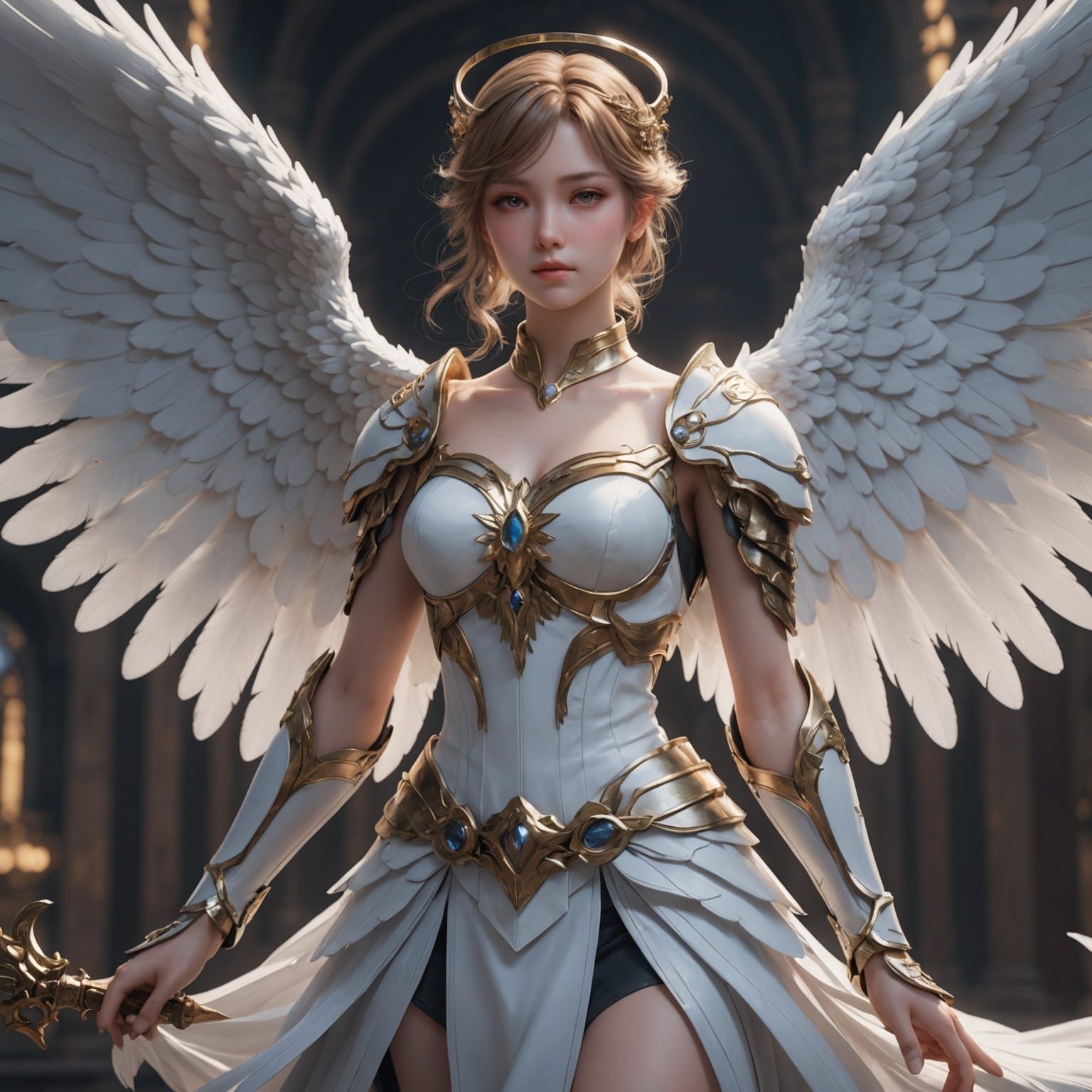 Anime Angel with Detailed Wings in 3D