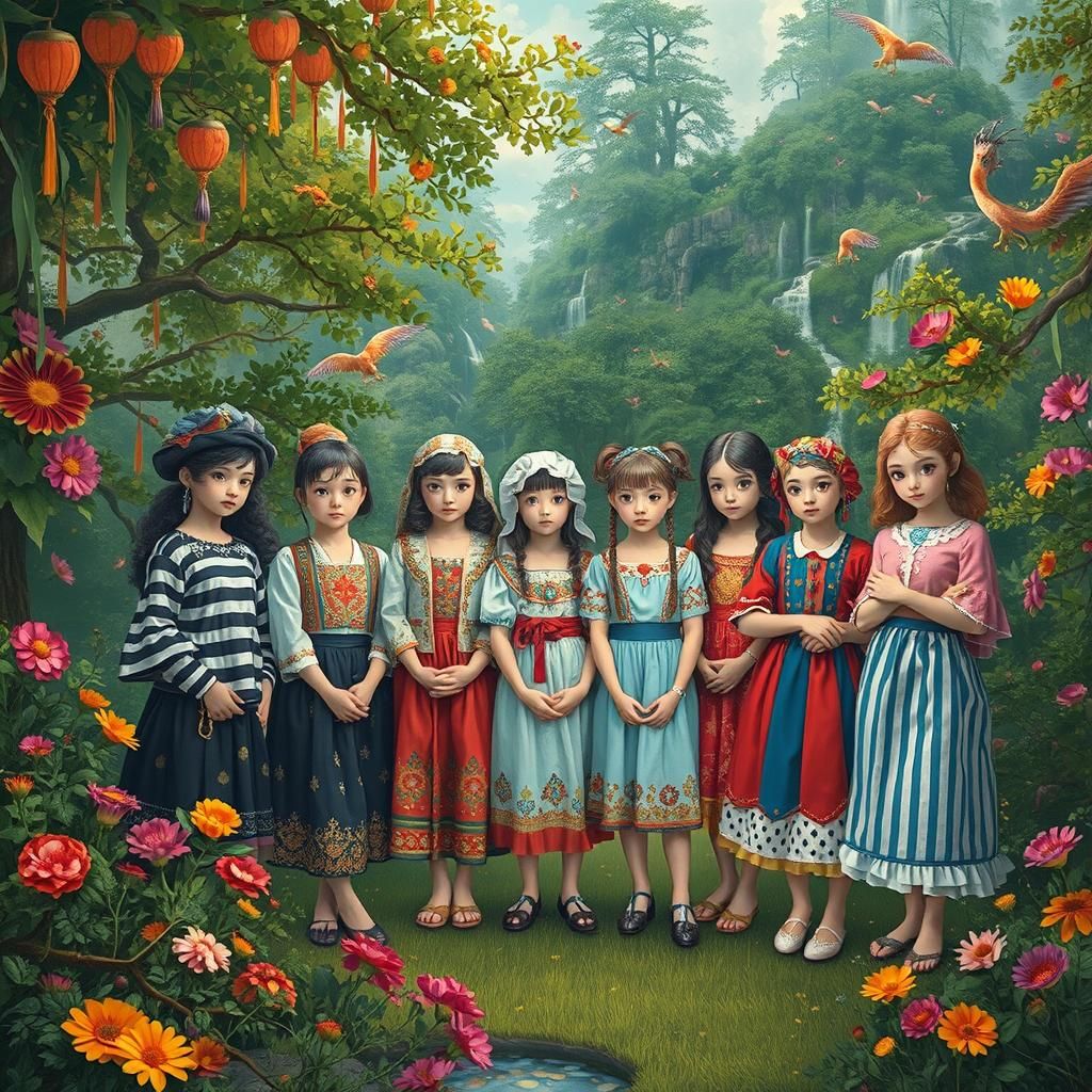 Majestic Woman on Mountain Peak with Mystical Vista