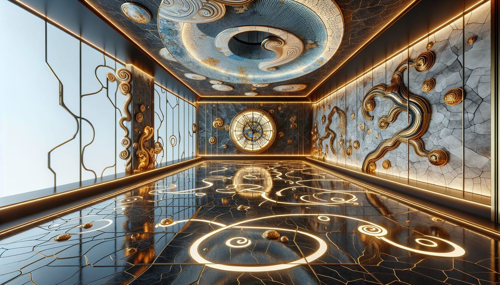 Futuristic Kintsugi Room Interior in High Resolution