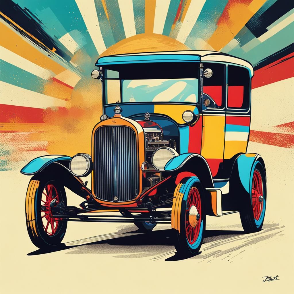 Model-T Ford Rat Rod in Pop Art Style