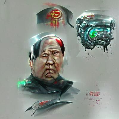 Cyborg Mao Zedong: Futuristic Concept Art