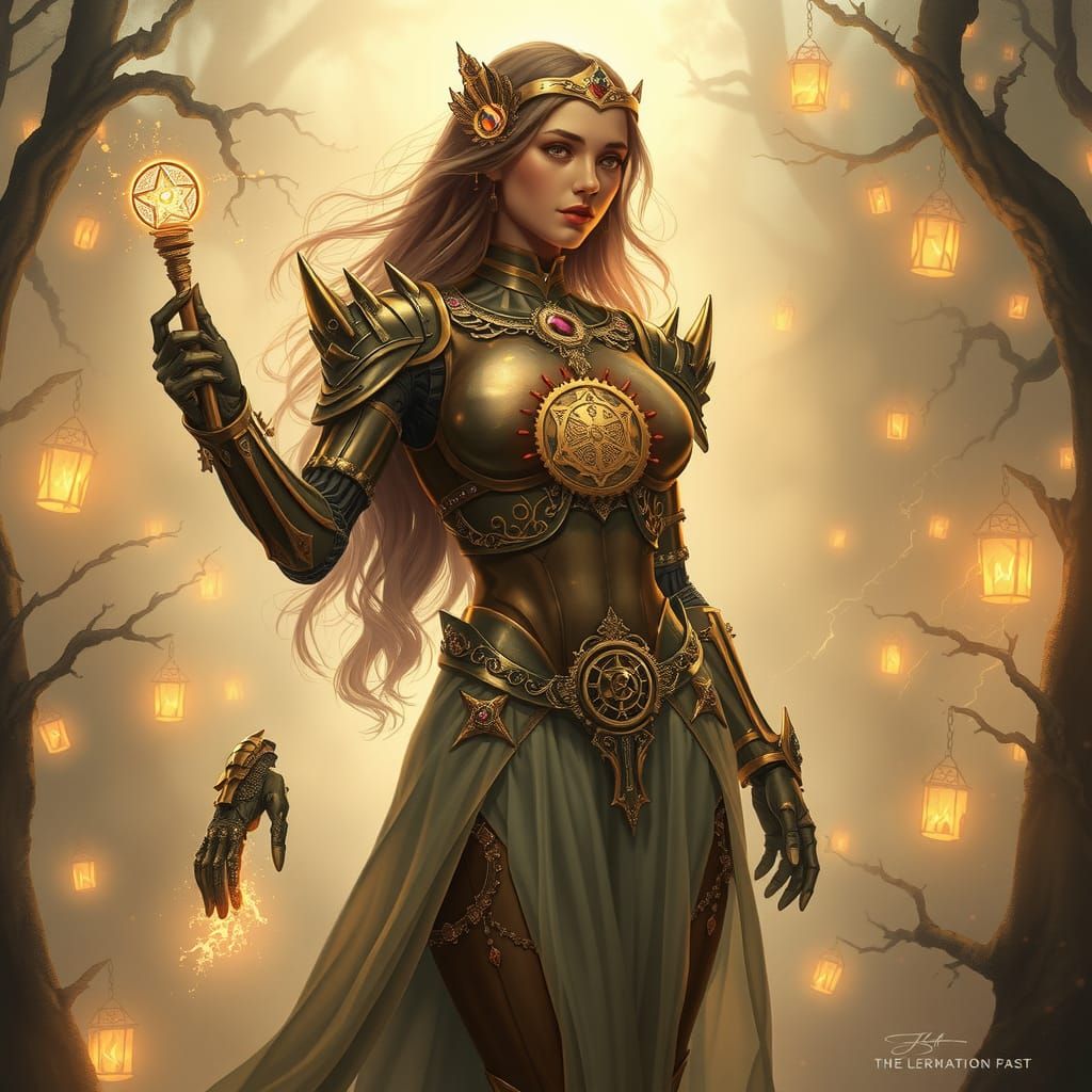 Steampunk Cyborg Warmage in Ethereal Fantasy Realm