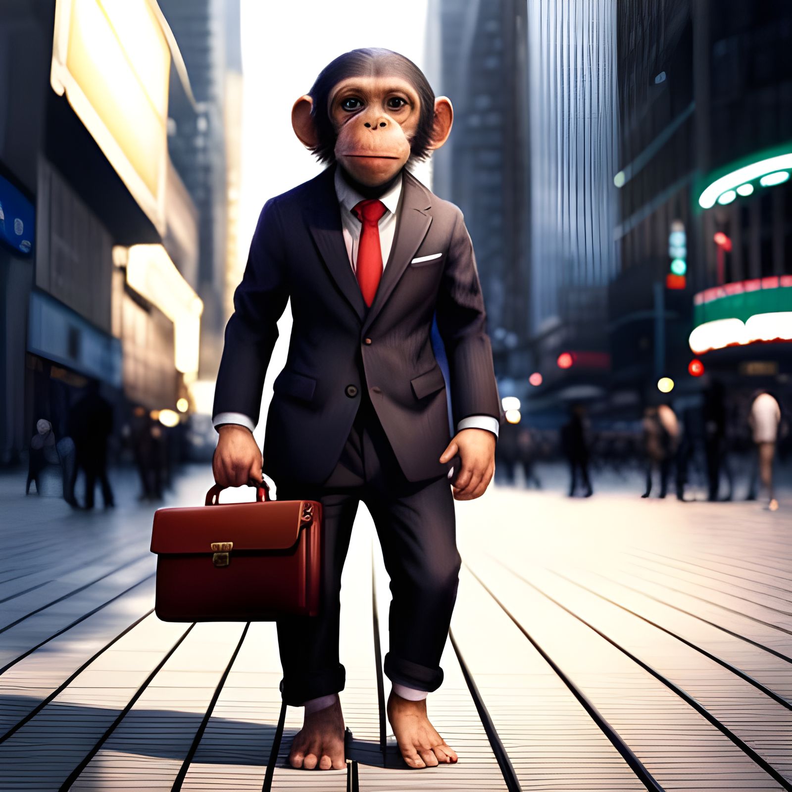 Chimpanzee in Suit: Hyperrealistic Anime Photography