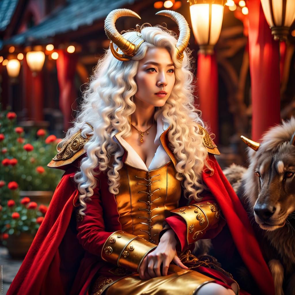 Fantasy Korean Woman in Medieval City