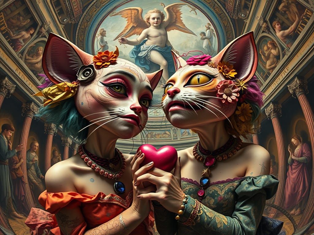 Surreal Women in a Chapel, Dreamlike Art