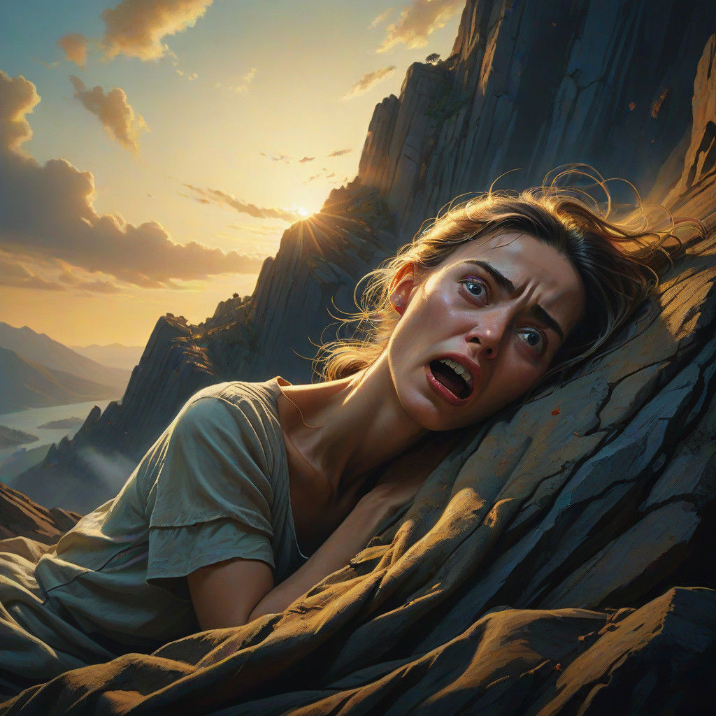 Surrealist Masterpiece of Despair and Defiance in Golden Lig...