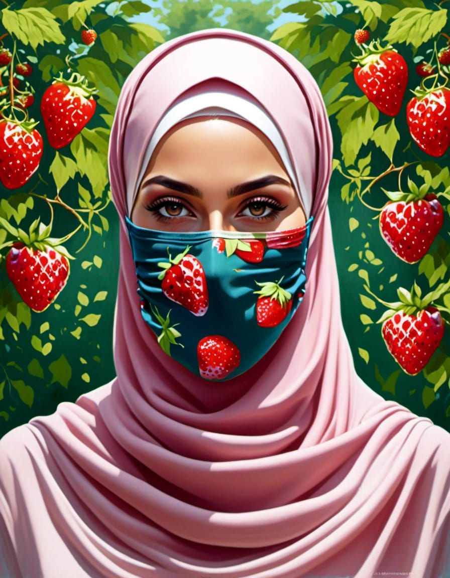 Beautiful Masked Woman in Summer Garden