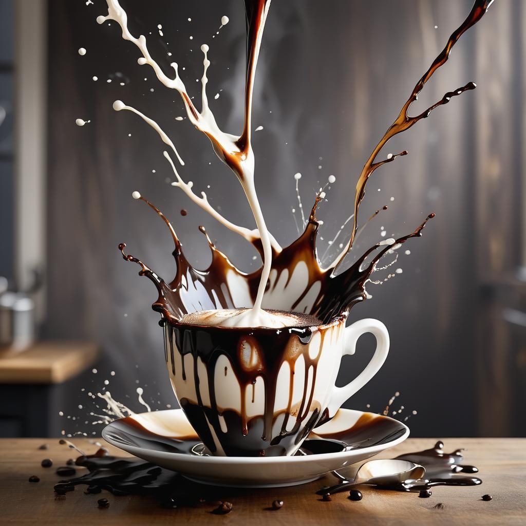 Coffee Cup Splash Art in Photographic Quality